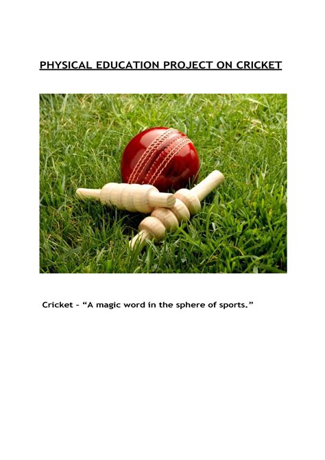 physical education project on cricket ppt|Project on cricket .